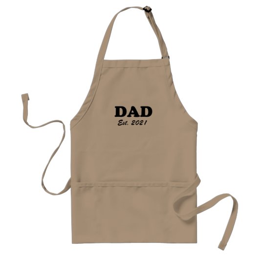 Papa heeft datum in gebruik in zwarte moderne teks standaard schort (Voorkant)