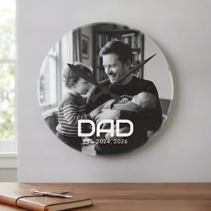 Papa heeft een zwart-wit vette foto gemaakt ronde klok