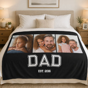 Papa heeft elegante 3 foto cadeaus zwart fleece deken