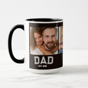 Papa heeft elegante 3 foto cadeaus zwart mok
