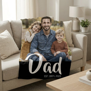 Papa heeft het moderne zwarte schrift foto gemaakt fleece deken