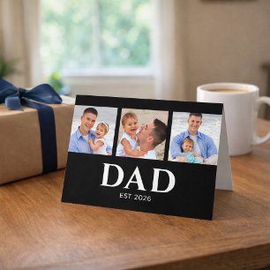 Papa heeft moderne zwarte 3 foto Vaderdag ingestel Kaart