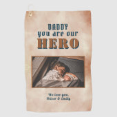 Papa Hero Waterverf Vader Keepomwille Familie Foto Golfhanddoek (Voorkant)