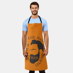 Papa het man, de mythe, de legentekst oranje schort