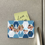 Papa Honeypeb Photo Collage 5 Photo 4 Lettre<br><div class="desc">Aimant photo Honeycomb, personnalisé avec 5 de vos photos préférées et imprimé avec un nom de 4 lettres, comme PAPA. Le design comprend un collage photo en peigne de miel dans les tons bleu et blanc. Pour des couleurs alternatives et des noms de longueur différents, veuillez naviguer dans mon magasin...</div>