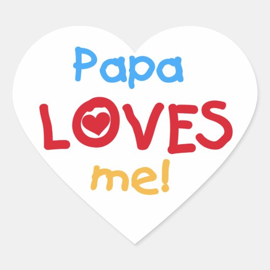 Papa houdt van me T-shirts en cadeautjes Hart Sticker (Voorkant)