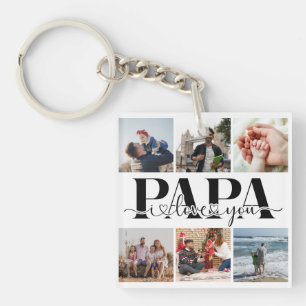 Papa I Love You Custom Fotocollage Sleutelhanger