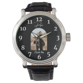 Papa I Love You Personalized Modern Photo Horloge