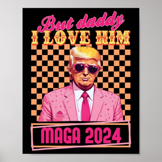 Papa Ik Hou Van Hem Maga 2024 Trump Retro Gif Poster (Voorkant)