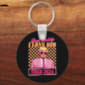 Papa Ik Hou Van Hem Maga 2024 Trump Retro Gif Sleutelhanger (Voorkant)