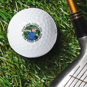 Papa Ik hou van je naar de ruwe en achterfoto. Golfballen