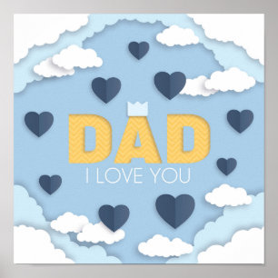 Papa Ik hou van je, vaderdag cadeau Poster