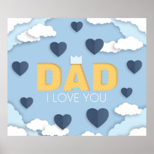 Papa ik hou van je, vaderdag cadeau, schattig lief poster