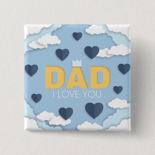 Papa Ik hou van je, vaderdag cadeau Vierkante Button 5,1 Cm