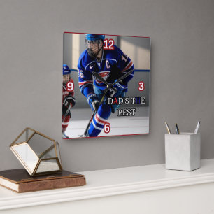 Papa is de beste vierkante hockeyklok klok