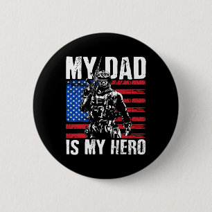 Papa is mijn held leger papa vaderdag en 4 juli ronde button 5,7 cm
