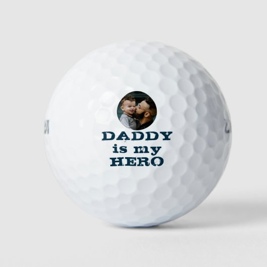 Papa is mijn Hero Pap Foto Vader Dag Golfballen (Voorkant)