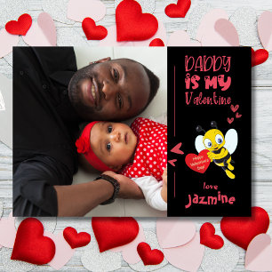 Papa is mijn Valentijn met naam foto Feestdagenkaart