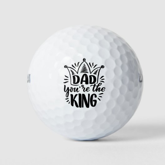 Papa Je bent de King Black White Vaderdag Golfballen (Voorkant)
