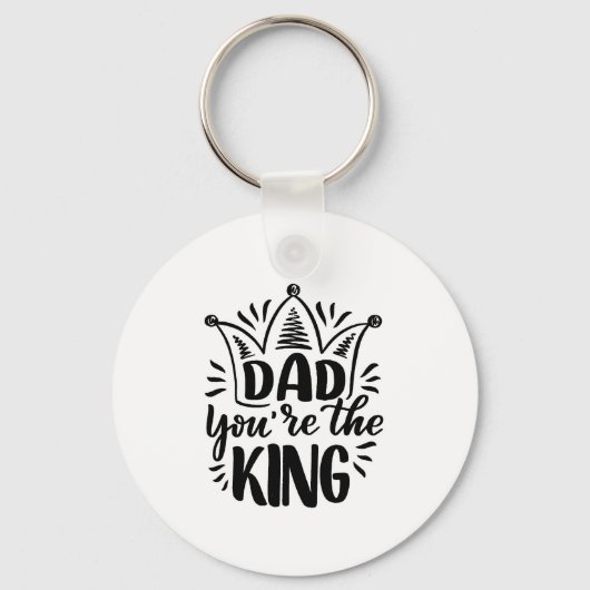 Papa Je bent de King Black White Vaderdag Sleutelhanger (Voorkant)