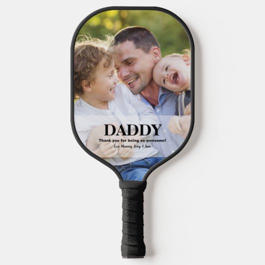 Papa je bent geweldige aangepaste foto namen pickleball paddle (Voorkant)