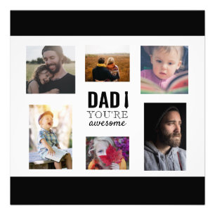 Papa Je bent Geweldige Collage Vaderdag Typografie Foto Afdruk