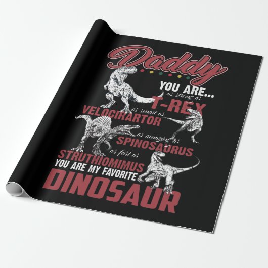 Papa je bent net zo sterk als T-rex Dinosaur Gift Cadeaupapier (Uitgerold)