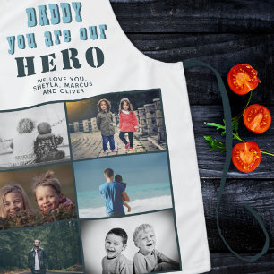 Papa je bent onze Hero 6 Foto Collage Schort