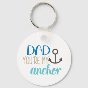Papa Jij Bent Mijn Anker Blauw Bruin Wit Vaderdag Sleutelhanger
