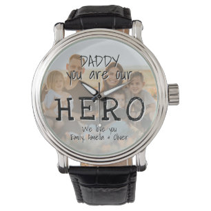 Papa, jij bent onze Held Volledige foto Vaderdag Horloge