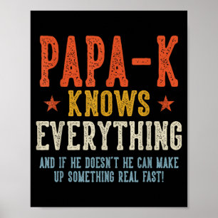 Papa-k weet alles vaderdag retro vintage poster