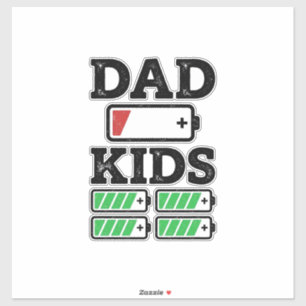 Papa Kids Batterij Grappige Vintage Vector T-shirt Sticker