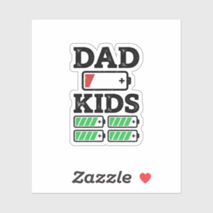 Papa Kids Batterij Grappige Vintage Vector T-Shirt Sticker