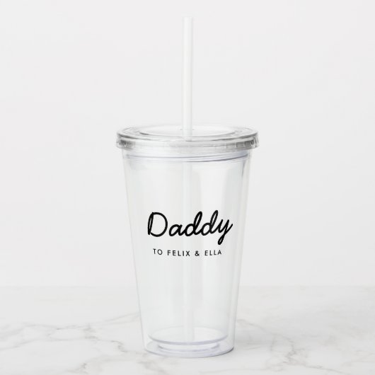 papa | Kinder Namen Modern Vaderdag Script Acryl Drinkbeker (Voorkant)