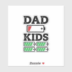 Papa Kinderen Batterij Grappig Vintage Vector T-Sh Sticker