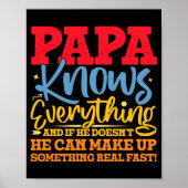 Papa Know Everything Fathers Day Cool Father Funny Poster (Voorkant)