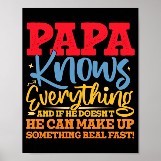 Papa Know Everything Fathers Day Cool Father Funny Poster (Voorkant)