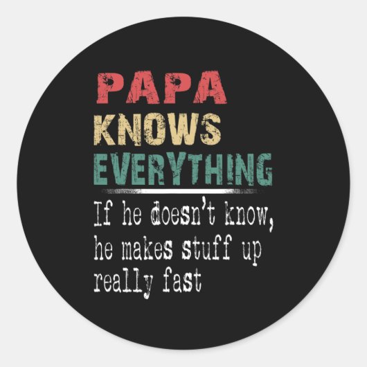 Papa Knows Everything - Christmas Grandpa Gift Ronde Sticker (Voorkant)