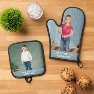 Papa Liefde Kinder Custom Foto Ovenwant & Pannenlap Set