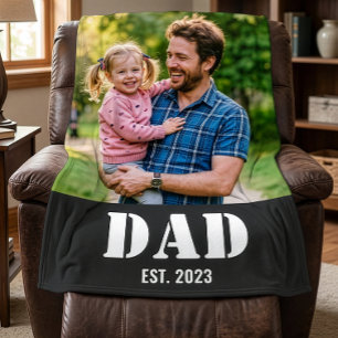 Papa maakte eenvoudige vet witte tekst en foto fleece deken