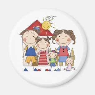 Papa, mam, Big Sister, Midden Brother, Baby Sis Magneet