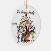 Papa, mam, jongen, meisje, honden Aangepaste feest Keramisch Ornament (Rechts)