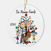 Papa, mam, jongen, meisje, honden Aangepaste feest Keramisch Ornament (Links)