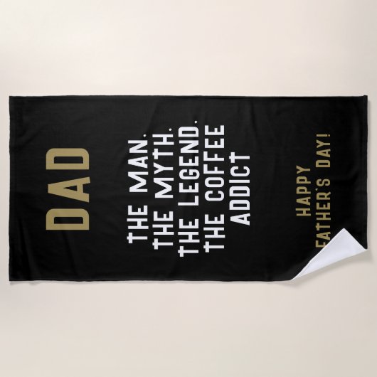 Papa Man Myth Legend Coffee Addict Funny Strandlaken (Voorkant)