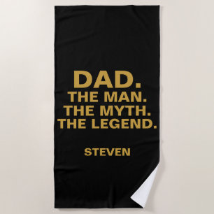Papa Man Myth Legend Funny Quote Black Gepersonali Strandlaken