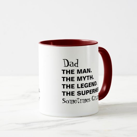 Papa Man Myth Legend soms trompy Typografie Mok (Voorkant rechts)