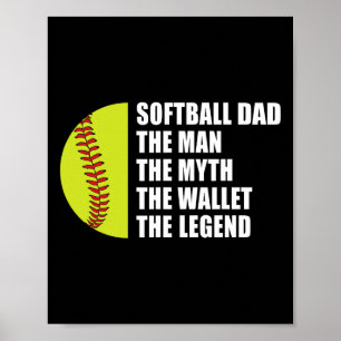 Papa Man Mythen Portemonnee Softball Vaders Dag Poster