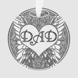 Papa Memorial met Heart en Angel Wings Ornament
