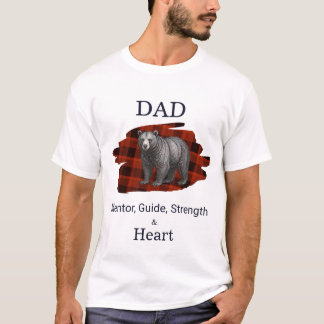 Papa Mentor Gids Kracht & Hart Beer geruit rood T-shirt