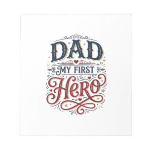 Papa Mijn Eerste Held Vintage Typografie T-shirt_1 Notitieblok